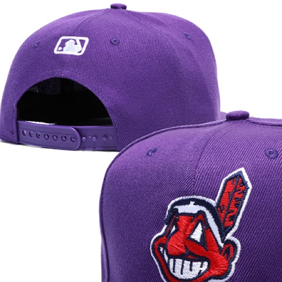 NEW Purple Cleveland Indians Rare Variant Chief Wahoo Hat SnapBack Adult - Picture 4 of 4